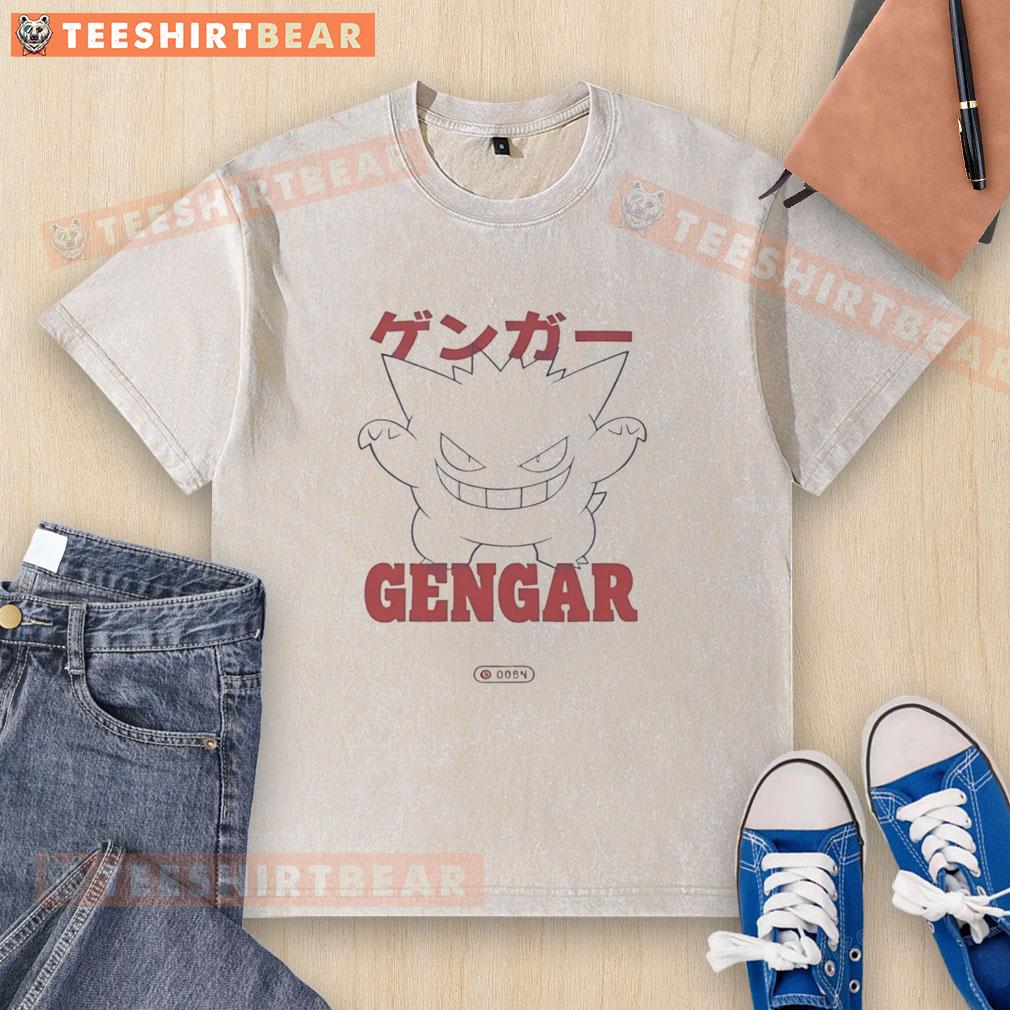 Hot Target Gengar Pokemon washed t-shirt featuring a vibrant Gengar graphic, perfect for Pokemon fans.