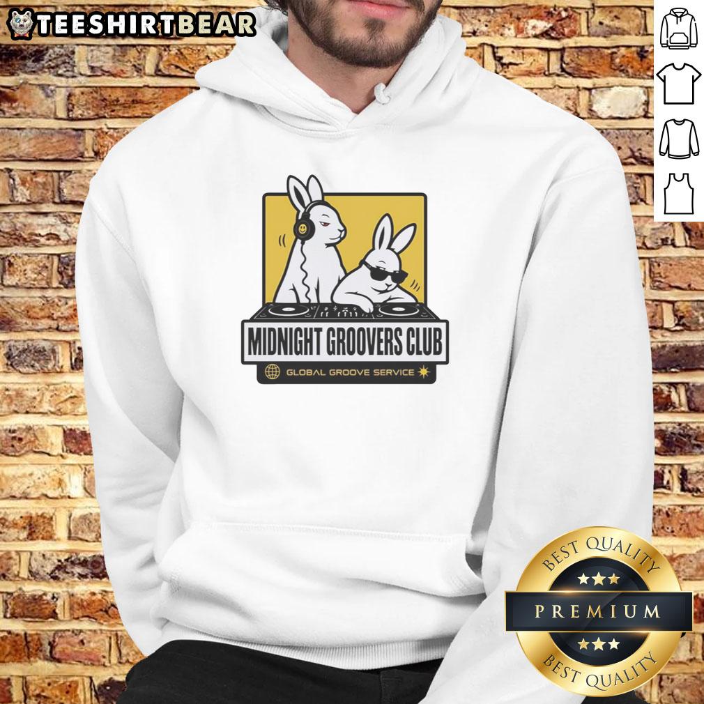 Nice DJ Bunny's Midnight Groovers Club hoodie featuring vibrant designs, perfect for global groove enthusiasts.