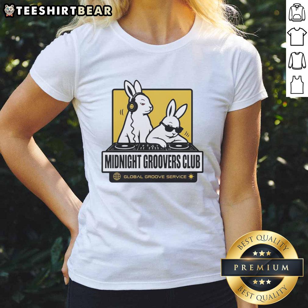 Nice DJ Bunny's Midnight Groovers Club tee for ladies, featuring vibrant design perfect for music lovers and nightlife enthusiasts.