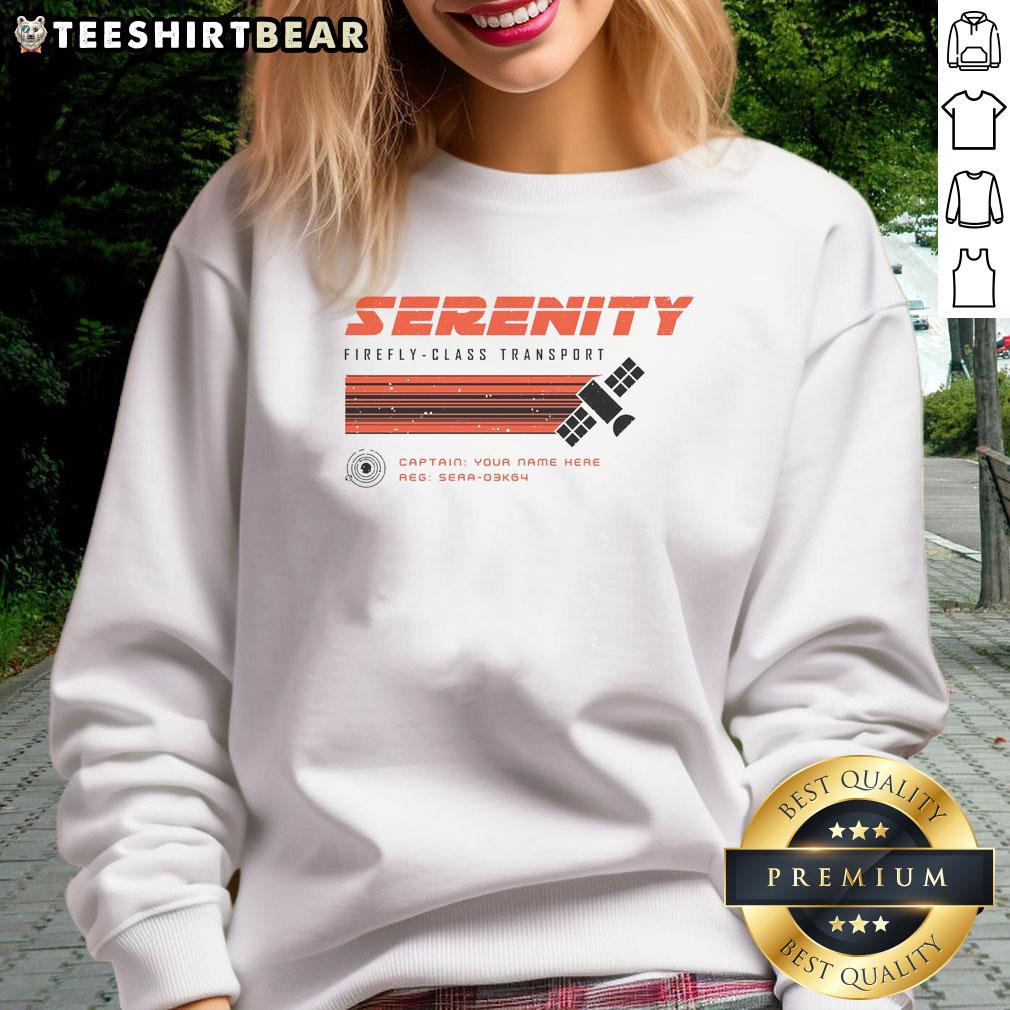 Alt Text: Cozy Nice Firefly Class Transport sweatshirt featuring a stylish design for fans of the sci-fi series.