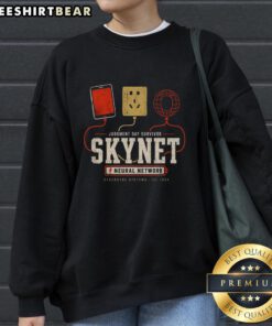 Stylish Nice Judgment Day Tech Statement Sweatshirt in black, perfect for tech enthusiasts and casual wear.