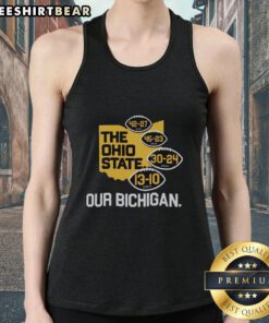 Michigan Wolverines tank top celebrating wins over Ohio State Buckeyes, perfect for fans of Michigan sports.