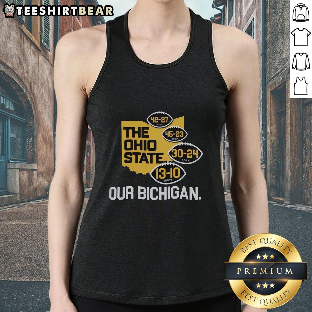Michigan Wolverines tank top celebrating wins over Ohio State Buckeyes, perfect for fans of Michigan sports.