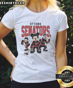 Ladies' tee featuring Nice Ottawa Senators Disney team design for ice hockey fans, perfect for game day.