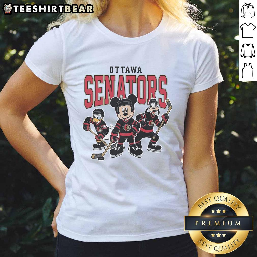 Ladies' tee featuring Nice Ottawa Senators Disney team design for ice hockey fans, perfect for game day.