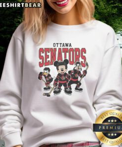 Nice Ottawa Senators Disney Team ice hockey sweatshirt featuring vibrant graphics and cozy design for fans.