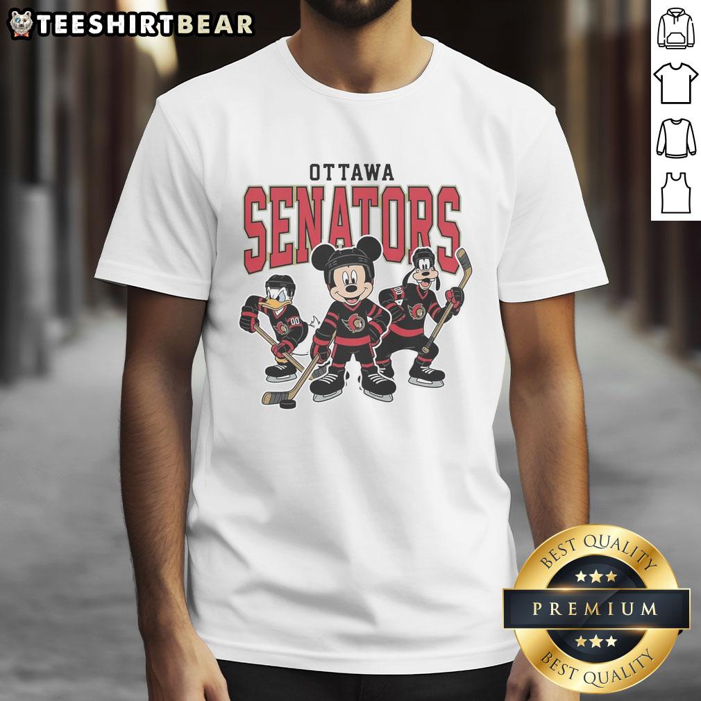 Nice Ottawa Senators Disney Team Ice Hockey T-Shirt featuring vibrant graphics and a comfortable fit for fans.