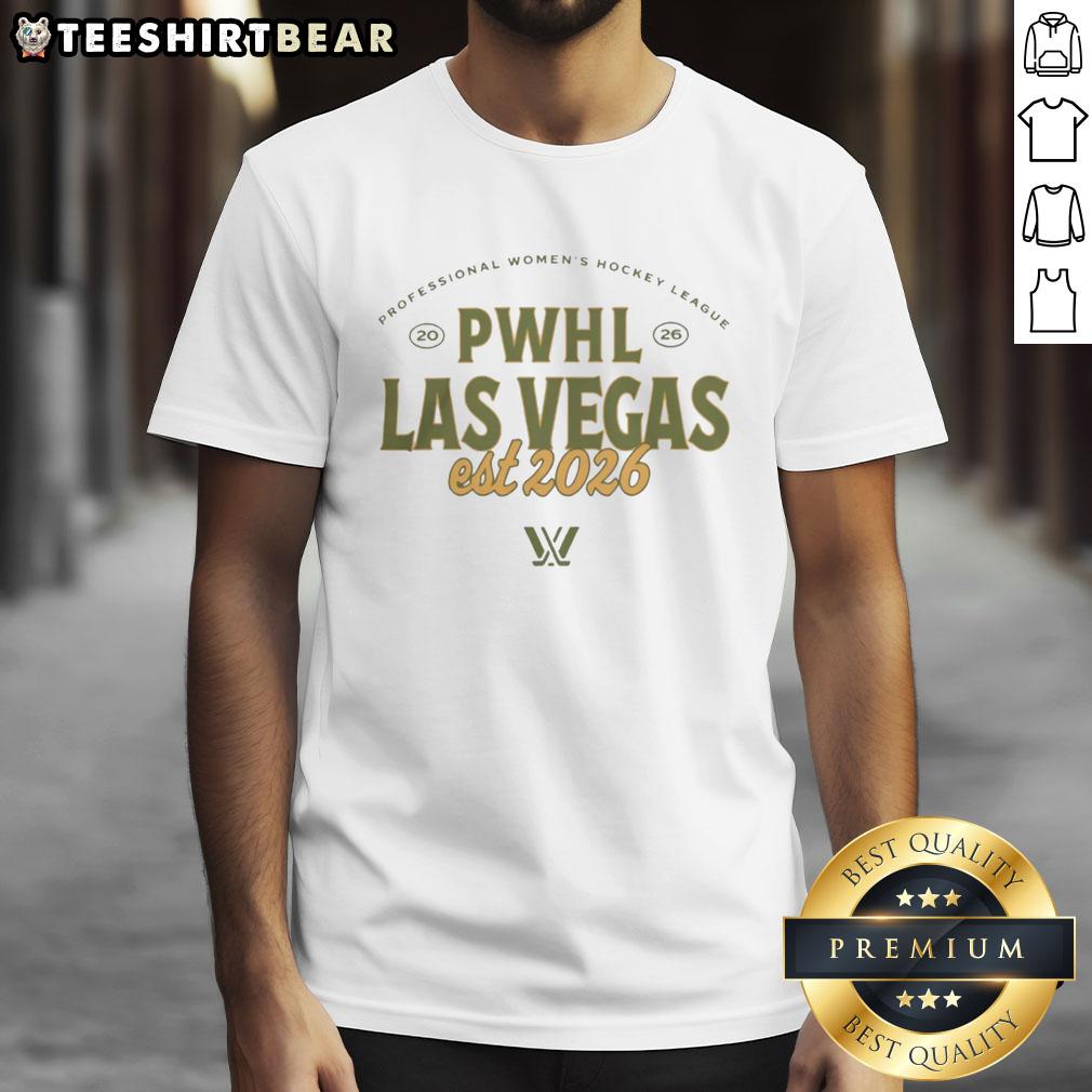 Alt Text: Nice Pwhl Las Vegas Stadium Essentials Uprise T-Shirt in vibrant colors, perfect for sports fans and casual wear.