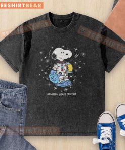 Nice Peanuts Snoopy Galaxy Kennedy Space Center washed t-shirt featuring a vibrant Snoopy design among stars.
