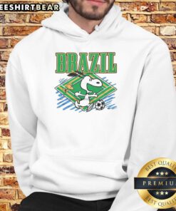 Alt Text: Nice Peanuts Snoopy x Brazil Soccer Hoodie featuring vibrant designs and cozy fit for fans of soccer and Peanuts.