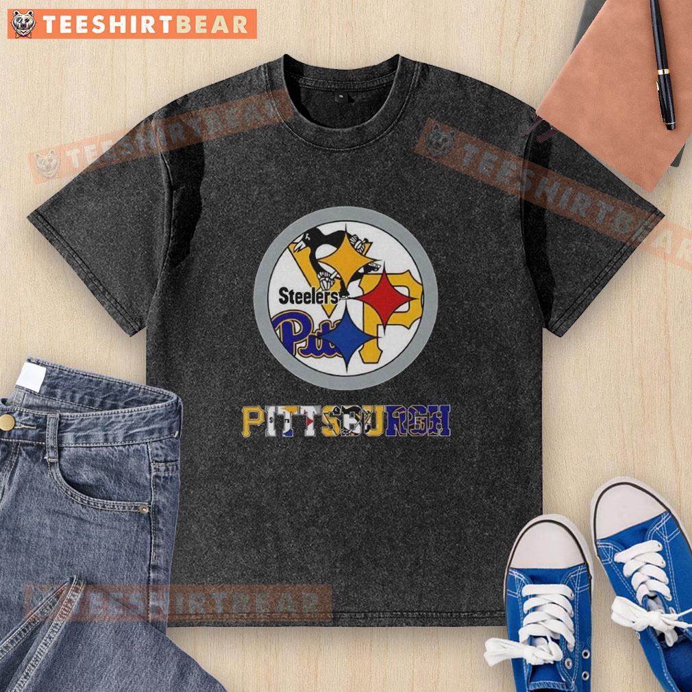Alt Text: Nice Pittsburgh Steelers NFL washed t-shirt featuring the Pittsburgh sports teams logo in vibrant colors.