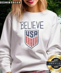 Nice Ted Lasso Believe X USA Crest Sweatshirt featuring vibrant colors and a stylish design for fans.