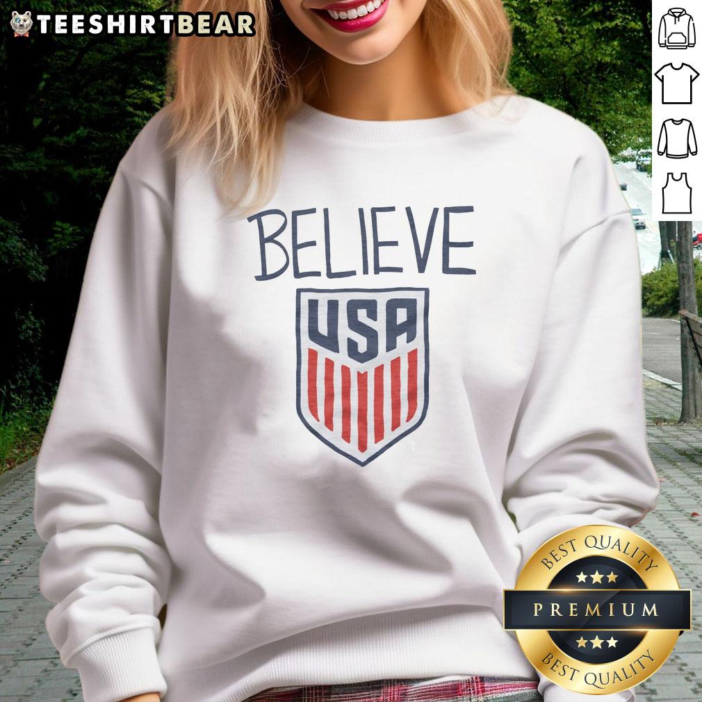 Nice Ted Lasso Believe X USA Crest Sweatshirt featuring vibrant colors and a stylish design for fans.