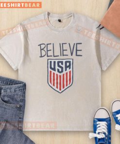 Nice Ted Lasso Believe x USA Crest washed t-shirt featuring a vintage design and soft fabric, perfect for fans.