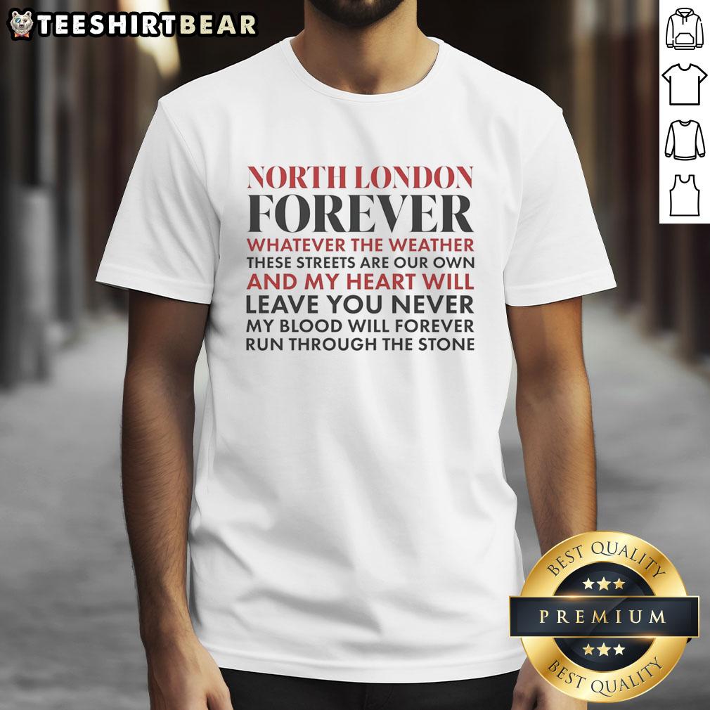 Official Arsenal FC North London Forever T-shirt showcasing team spirit and pride, perfect for fans in any weather.