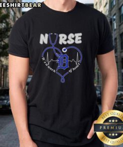 Alt Text: Official Detroit Tigers Nurse It's A Work Of Heart T-Shirt featuring team colors and a heart design for fans.