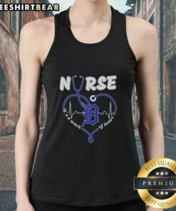 Official Detroit Tigers Nurse 'It's A Work Of Heart' Tank Top featuring team colors and graphic design for fans.
