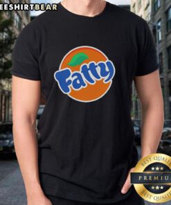 Official Fatty Fanta Logo Parody T-Shirt design featuring a humorous twist on the classic soda logo.