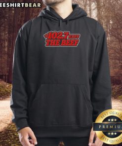 Official Kbff 102/7 The Beef Hoodie in stylish black, showcasing a modern design perfect for casual wear.
