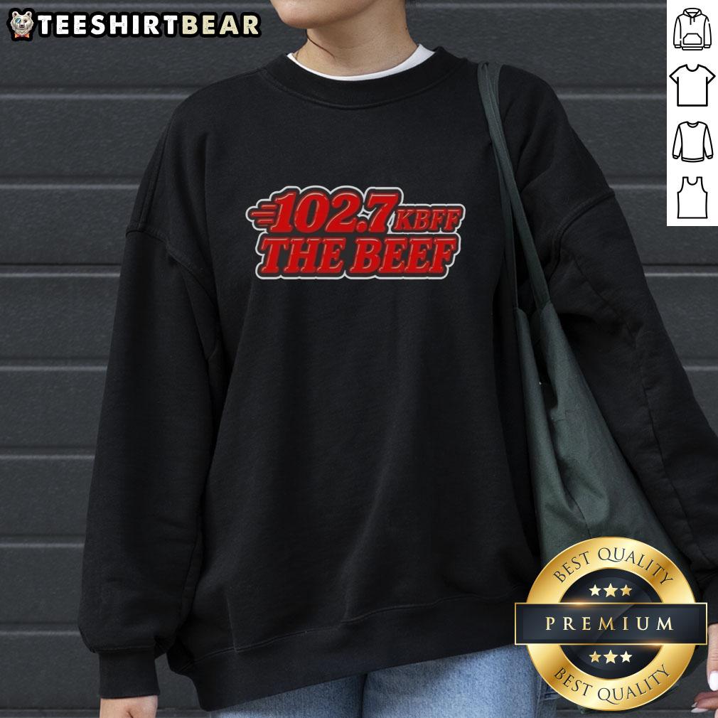 Official KBFF 102-7 The Beef Sweatshirt in stylish design, perfect for casual wear and showcasing your unique style.