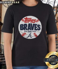Original Atlanta Braves MLB X Topps Baseball The Real One Ladies Tee featuring vibrant team graphics and a stylish design.