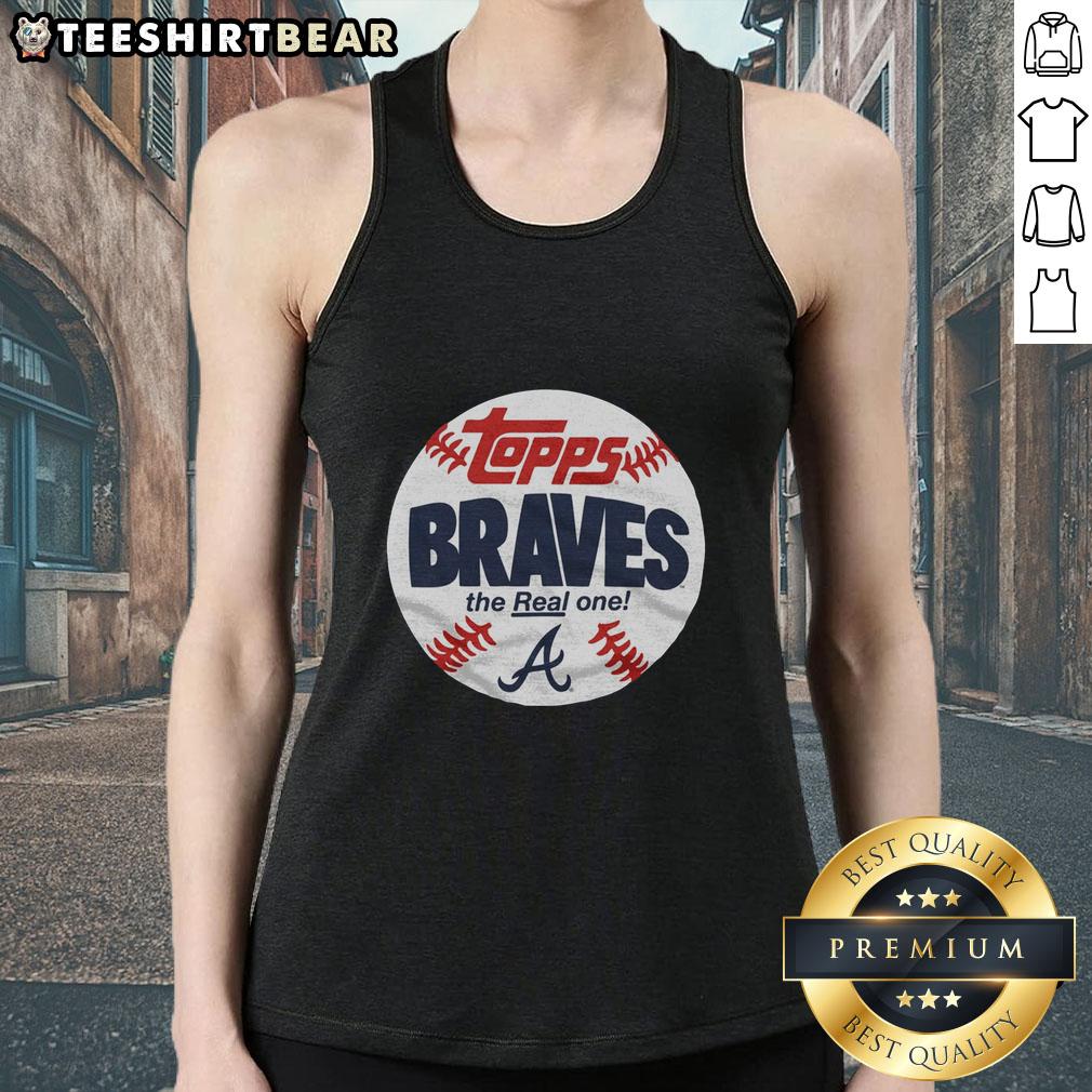 Original Atlanta Braves MLB X Topps baseball tank top featuring vibrant graphics and team logo, perfect for fans.