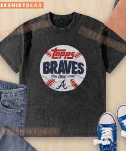 Original Atlanta Braves MLB X Topps Baseball The Real One washed t-shirt featuring classic team logo design.