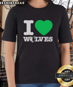 Alt Text: Original Minnesota Timberwolves I Heart Wolves ladies tee, featuring a stylish design for female fans of the team.
