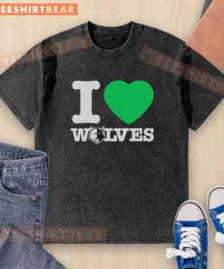 Alt Text: Original Minnesota Timberwolves I Heart Wolves washed t-shirt featuring vibrant graphics and a comfortable fit.