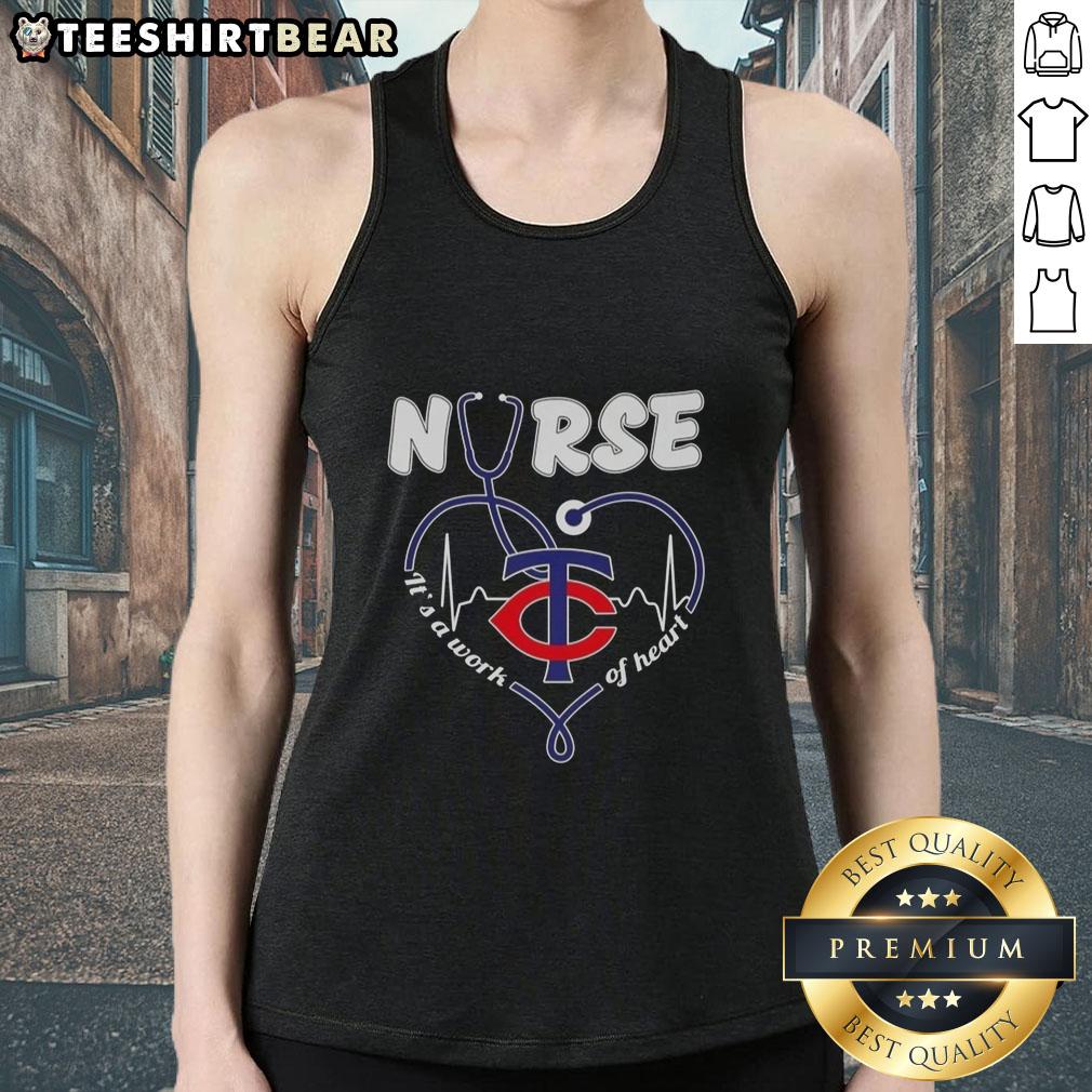 Original Minnesota Twins Nurse 'It's A Work Of Heart' tank top featuring a vibrant design and team colors.
