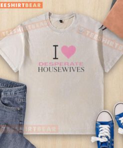 Original Nicollette Sheridan I Love Desperate Housewives washed t-shirt featuring a stylish design and vibrant colors.