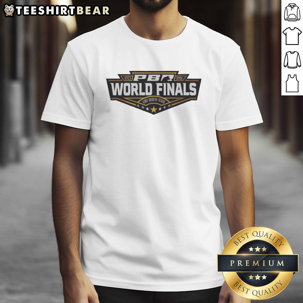 Original PBR 2026 World Finals T-Shirt featuring vibrant graphics, showcasing the event in Fort Worth, Texas.