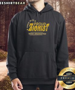 Original Proud Zionist Tafsik Organization hoodie in black, featuring logo and vibrant colors for passionate supporters.