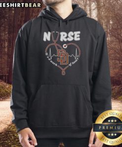 Alt Text: Original San Diego Padres Nurse 'It's A Work Of Heart' Hoodie - Stylish fan apparel for Padres supporters and healthcare workers.
