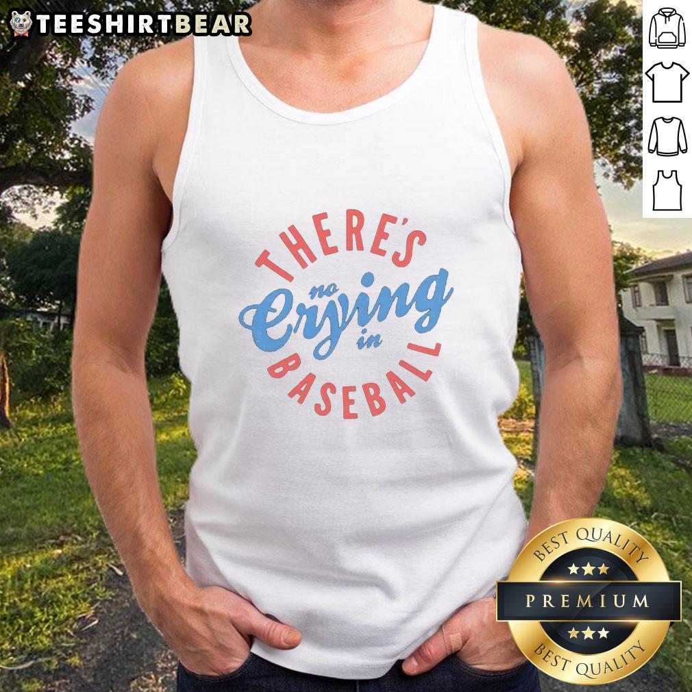 Vintage tank top featuring 'There's No Crying in Baseball' design, perfect for baseball fans and casual wear.