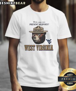 Original West Virginia X Only You Can Prevent Wildfires Smokey T-Shirt featuring a classic Smokey Bear design.