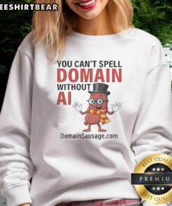 Original 'You Cant Spell Domain Without AI' sweatshirt featuring a bold graphic design in trendy colors.