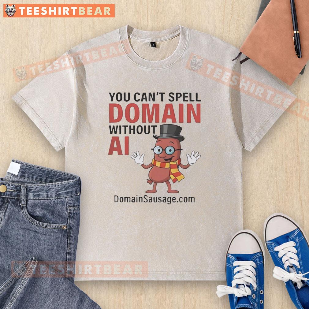 Alt Text: Original You Can't Spell Domain Without AI washed t-shirt featuring a playful design and vibrant colors.