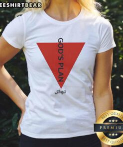 Premium Boxinton God's Plan Upside Down Red Triangle Ladies Tee featuring a stylish design perfect for casual wear.