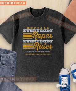 Premium Buffalo Hockey Everyone Ropes Everyone Rides Washed T-Shirt in soft fabric, perfect for fans and casual wear.