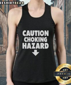 Premium Caution Choking Hazard Tank Top featuring bold warning graphic for safety-conscious fashion.