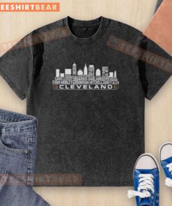 Alt Text: Premium Cleveland Cavaliers X Skyline City Player Name Washed T-Shirt featuring a stylish design and team colors.