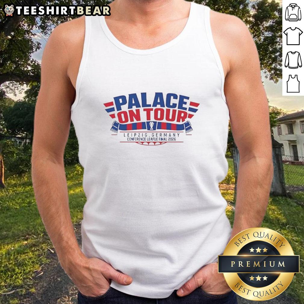 Premium Crystal Palace On Tour Leipzig Germany Conference League Final 2026 logo tank top featuring vibrant design.
