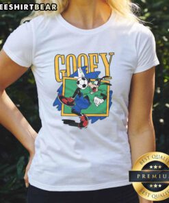 Premium Goofy Soccer Ladies Tee featuring a fun graphic and comfortable fit for soccer enthusiasts.