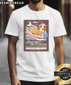 Premium Jason Isbell And The 400 Unit concert tour poster T-shirt from Morrison, CO, May 2, 2026, featuring vibrant graphics.