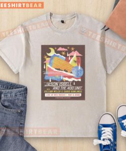 Alt Text: Premium Jason Isbell and The 400 Unit concert tour poster on a washed t-shirt, Morrison, CO, May 02, 2026.