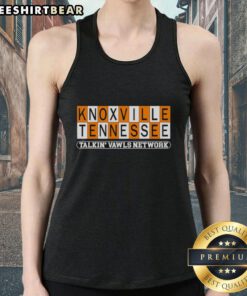 Premium Knoxville Tennessee Talkin' Vawls Network tank top featuring a stylish checkerboard design for Tennessee Volunteers fans.