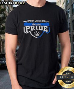 Premium Martin Luther King Blue Lions Pride 2026 Class Year Paw Print Graphic T-Shirt design featuring vibrant blue colors.