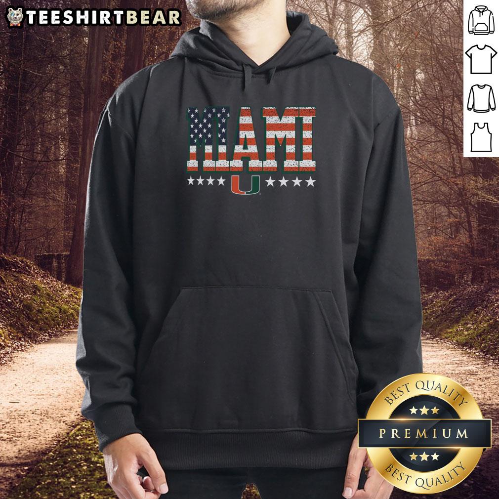 Alt Text: Premium Miami Hurricanes Tall Type Flag Hoodie featuring vibrant team colors and logo, perfect for fans and tailgating.