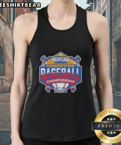 Alt Text: Premium NDHSAA Class A Baseball State Tournament 2026 tank top featuring team logos and vibrant colors.